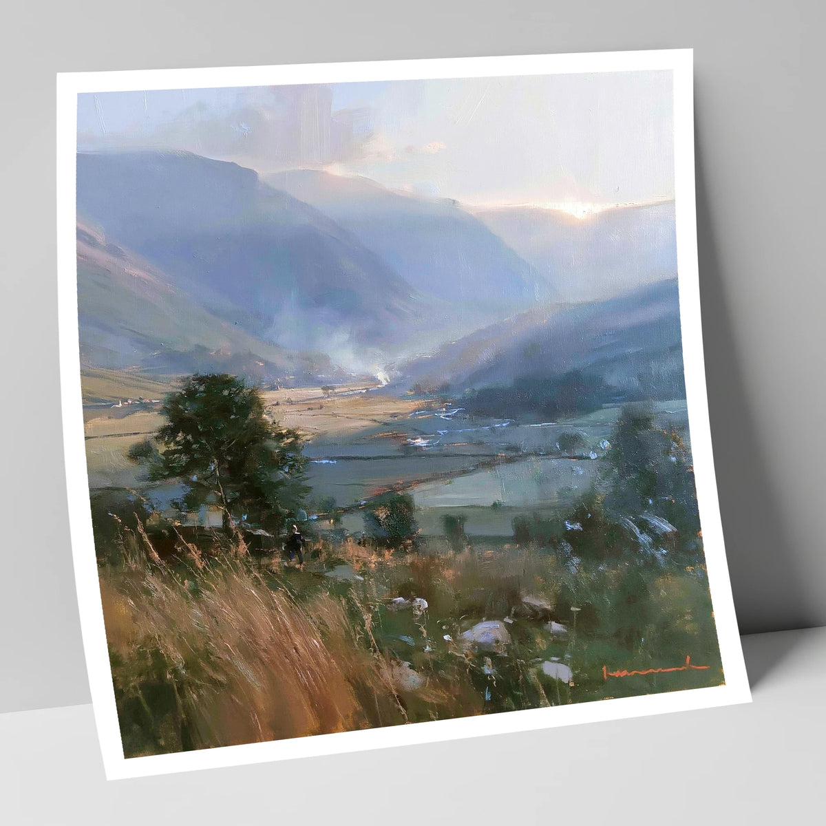 Hazy Sunlight Over Dale Fields lake district valley art print
