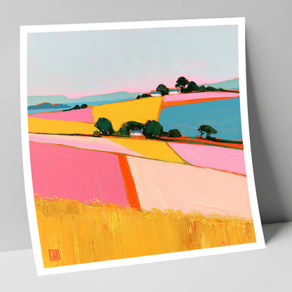 Vibrant Dale Patchwork Fields lake district valley art print