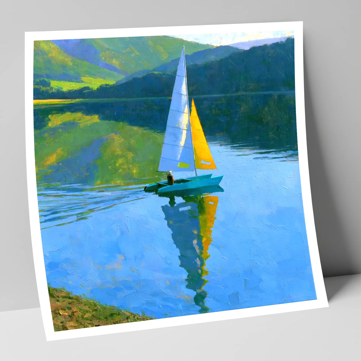 Vivid Sails on a Breezy Lake lake district walking art print