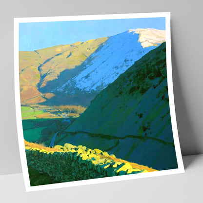 Seat Sandal Snowy Peak in Sunlight lake district fell art print
