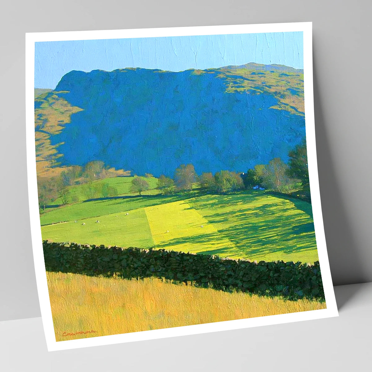 Sunlit Fields Below Troutbeck Tongue lake district fell art print