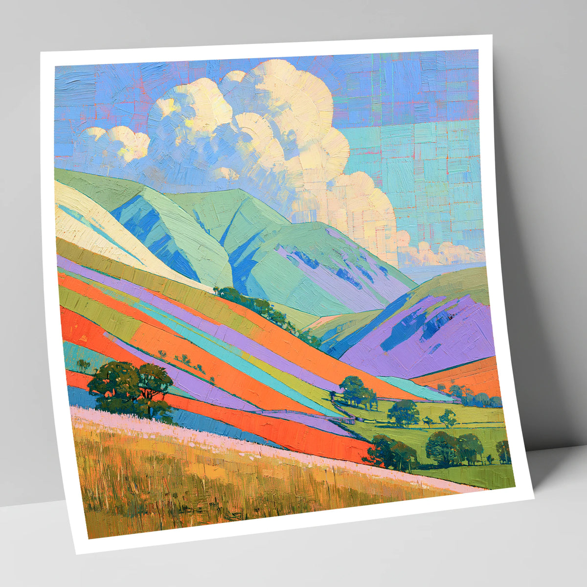 Vivid Colours on Rolling Fells lake district fell art print