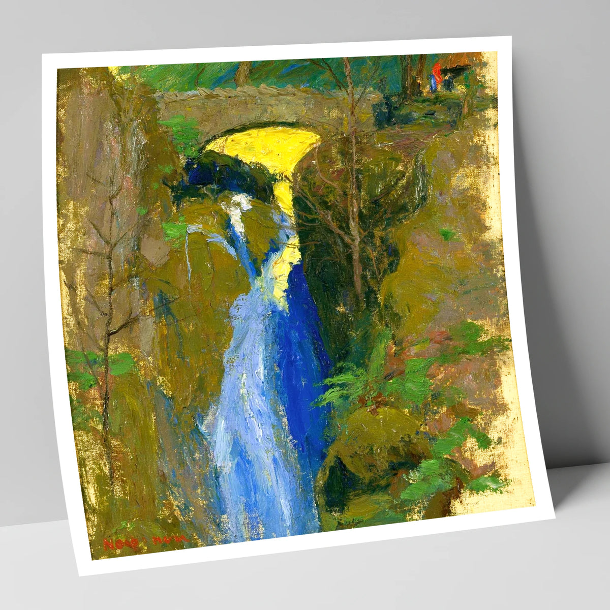 Vivid Blue Cascade at Aira Force lake district waterfall art print