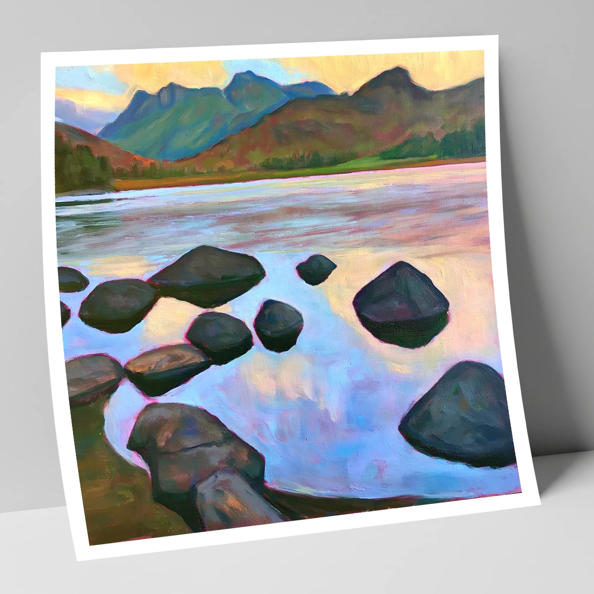 Elterwater Rocks at Sunset lake district lake art print