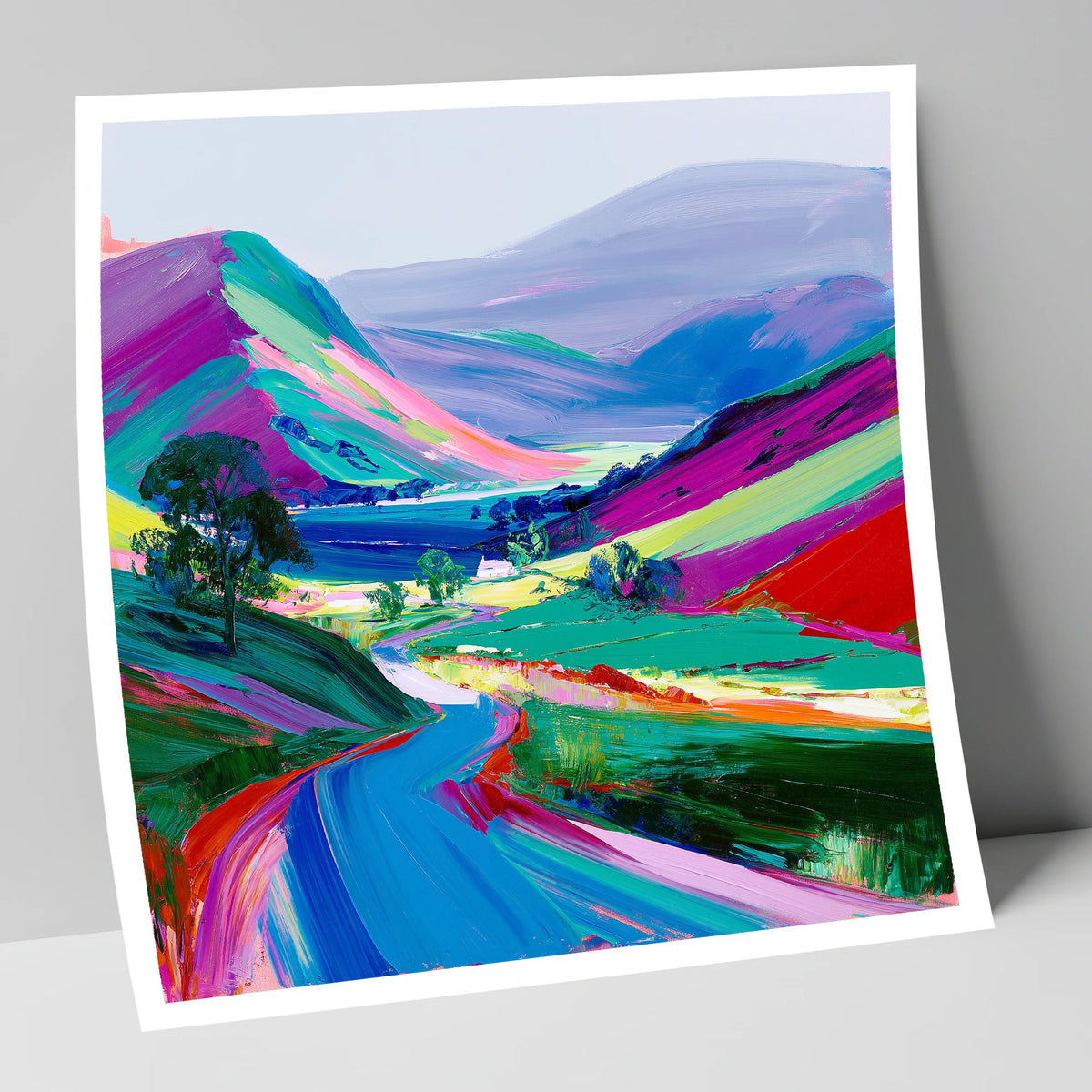 Vibrant Rolling Fells and Valley lake district fell art print