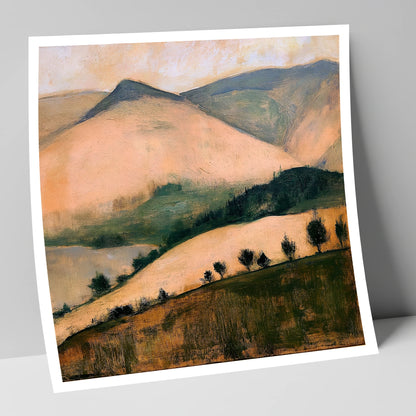 Sunlit Fells from the Summit lake district fell art print