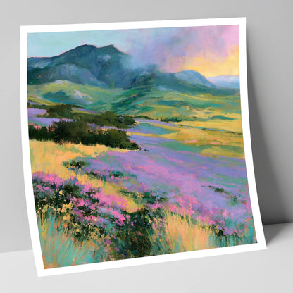 Vivid Heather on Lakeland Fells flowers & fellsides art print