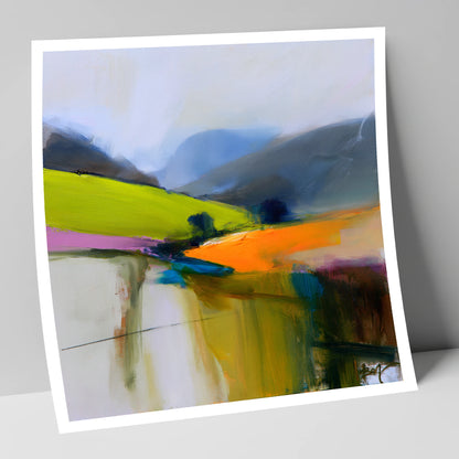 Tangerine Light on the Fells lake district sky art print