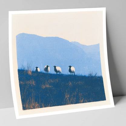 Herdwick Flock on Indigo Fellside lake district wildlife art print
