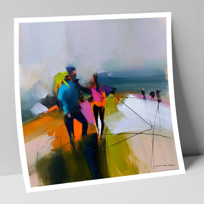 Bold Hikers on a High Fell lake district fell art print