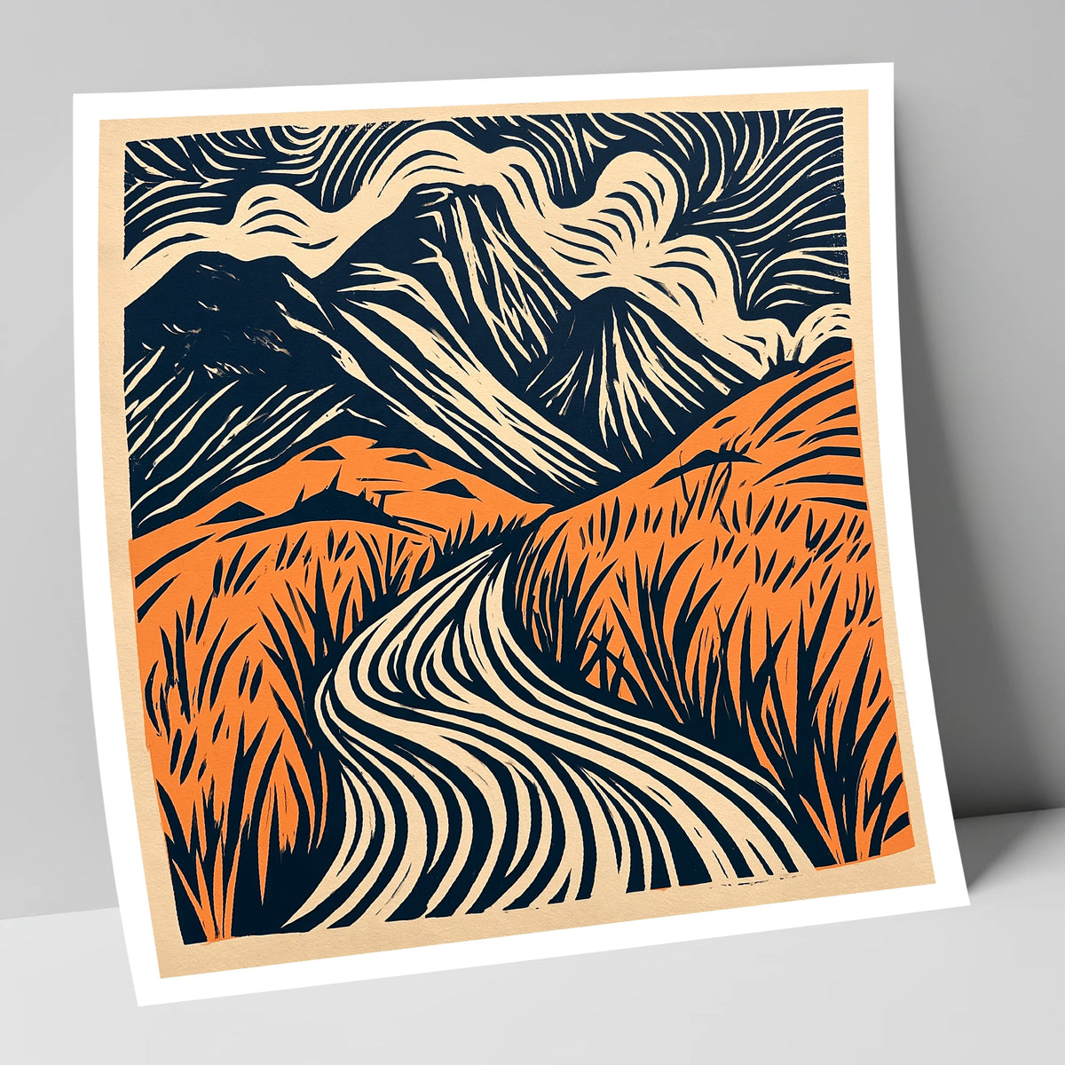 Great Gable Terracotta Winding Path lake district fell art print