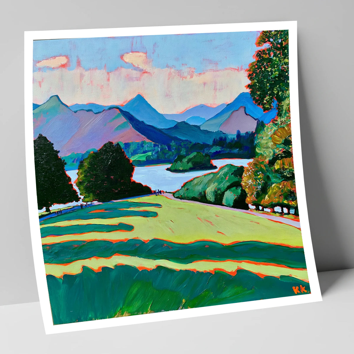 Vibrant Derwentwater From Crow Park lake district village art print