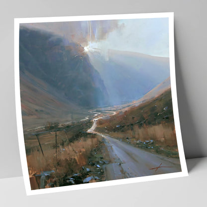Mountain Pass in Breaking Light lake district valley art print