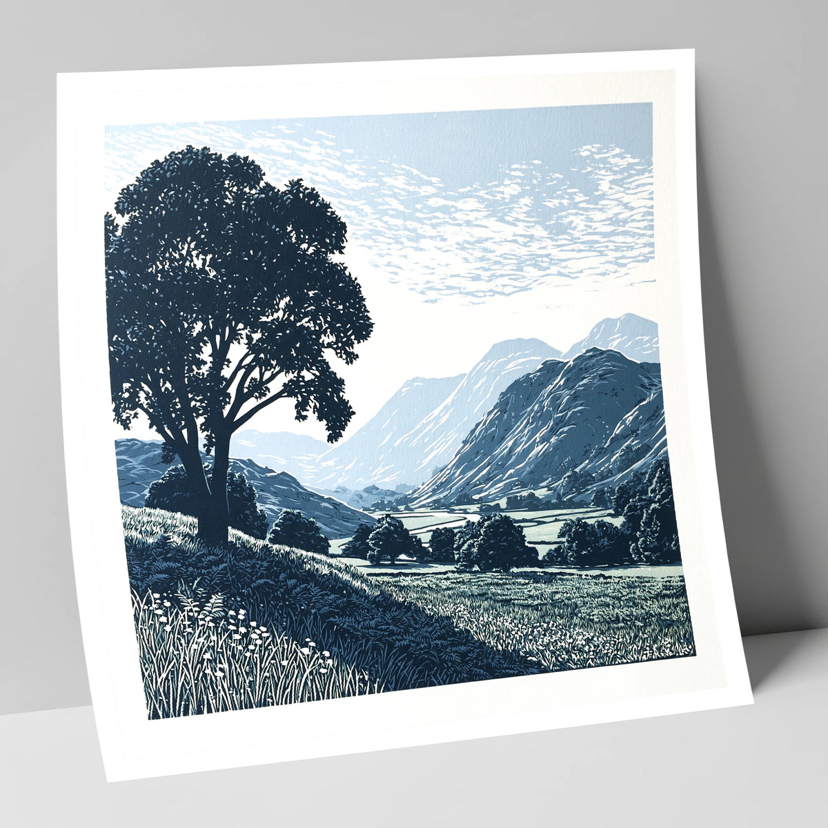 Eskdale Valley in Navy and Slate lake district valley art print