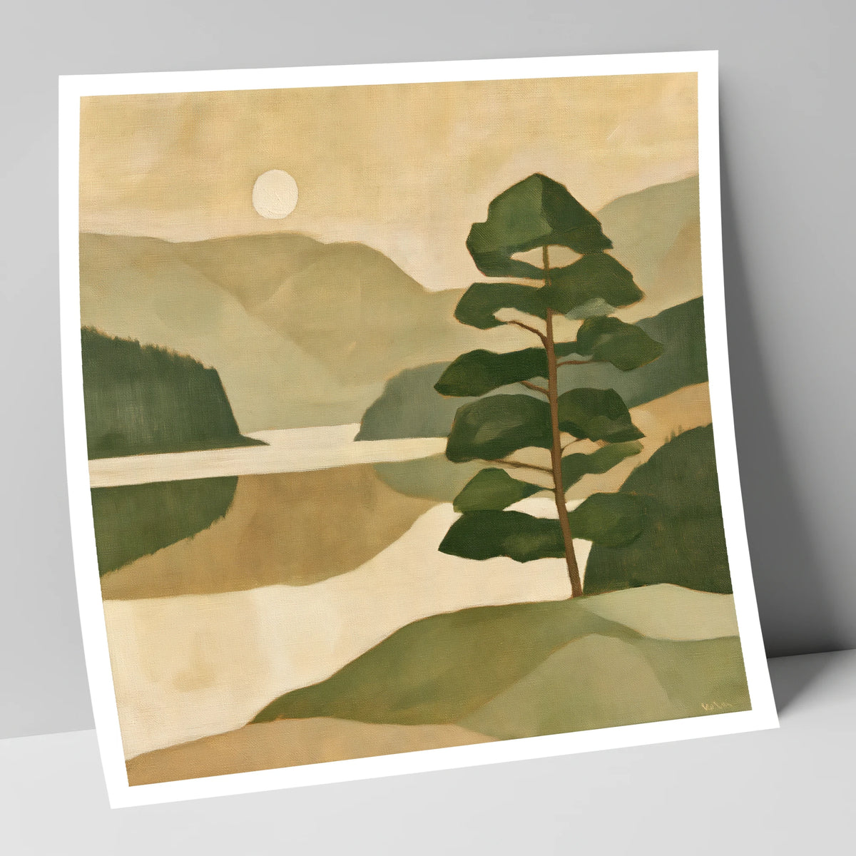 Still Lake and Pine at Dawn lake district lake art print