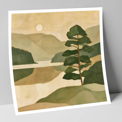 Still Lake and Pine at Dawn lake district lake art print