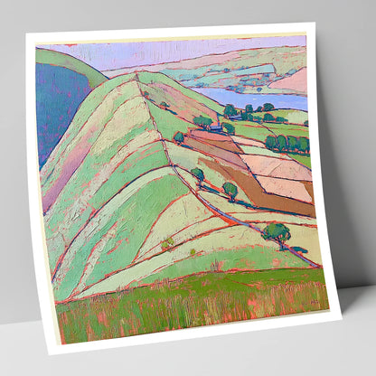 Vibrant Beda Fell Above Patterdale lake district village art print