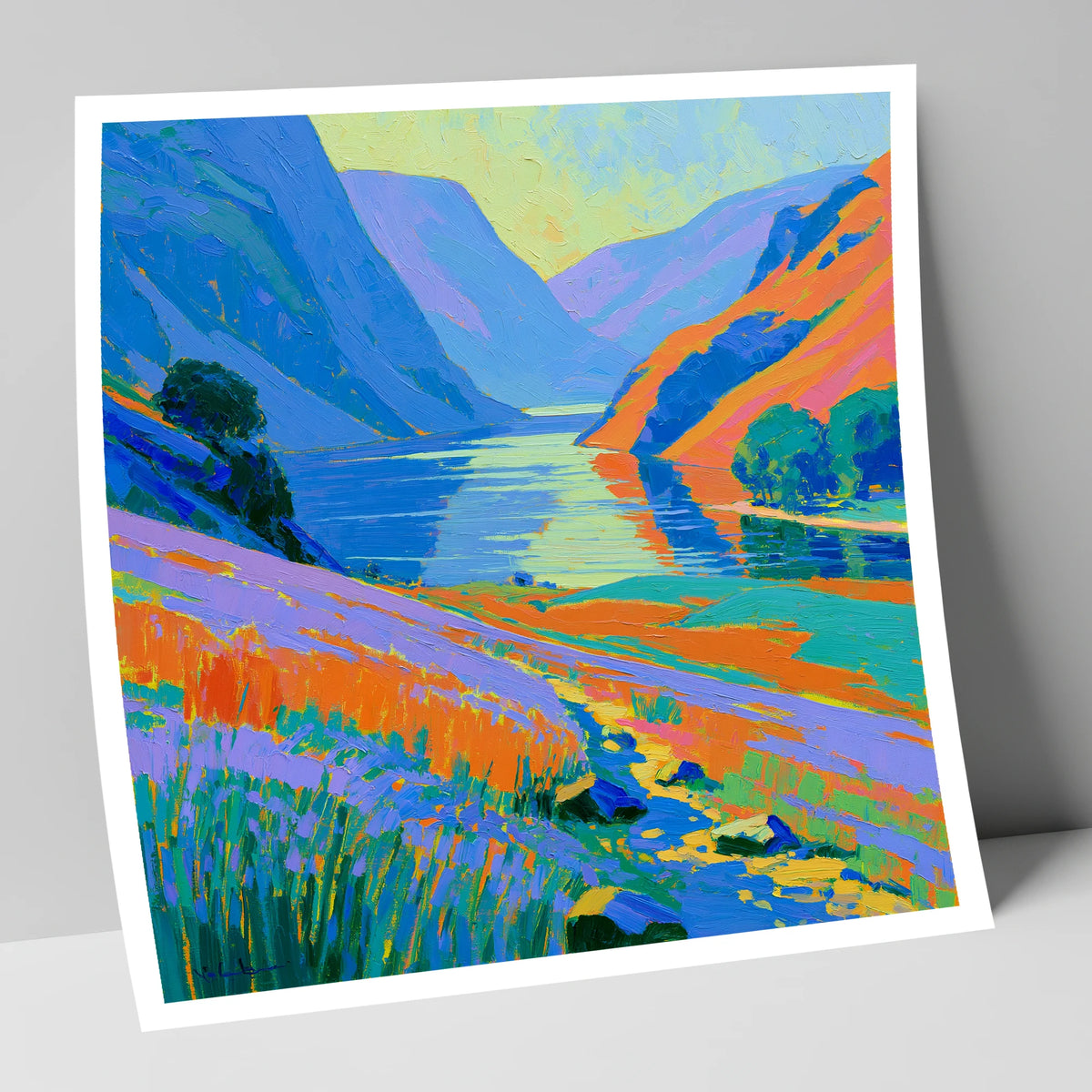 Vibrant Lake and Steep Fells lake district lake art print