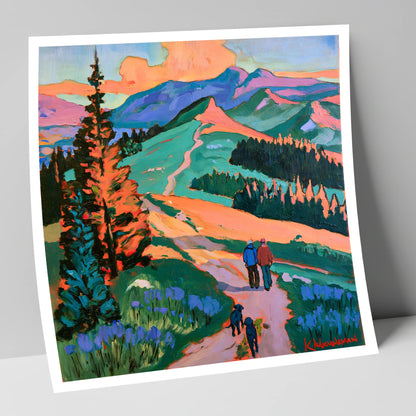 Vibrant Cat Bells Dog Walk gifts for dog walkers art print