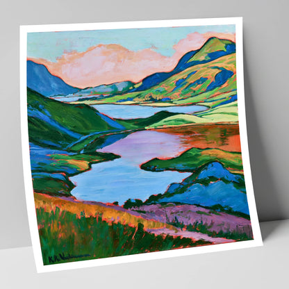 Colourful Fells Above the Lake lake district lake art print
