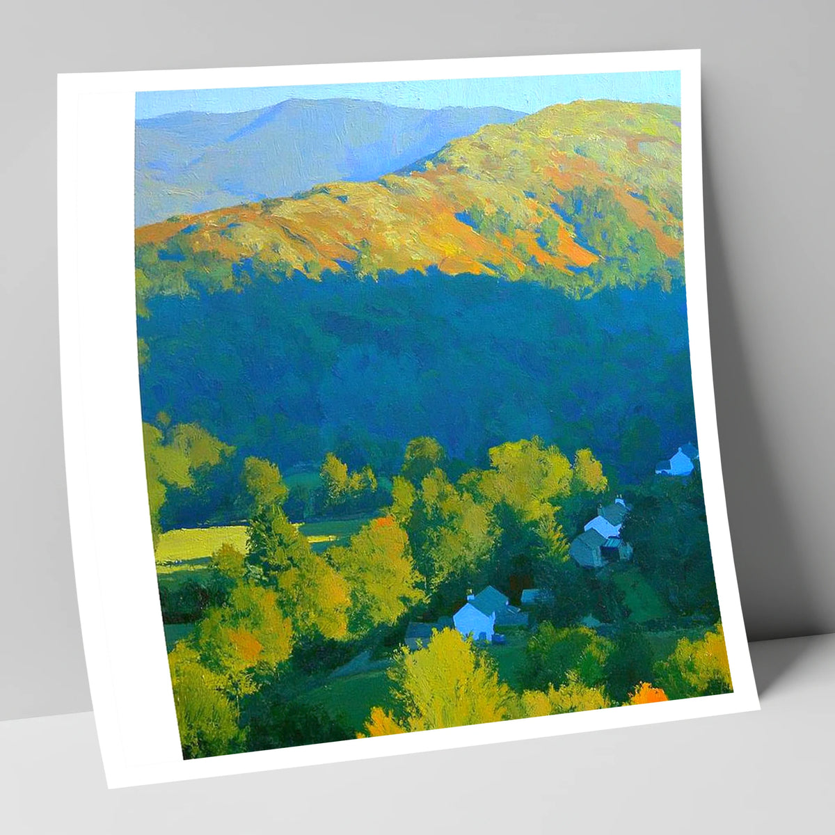 Sunlit Loughrigg Fell Ridge lake district fell art print