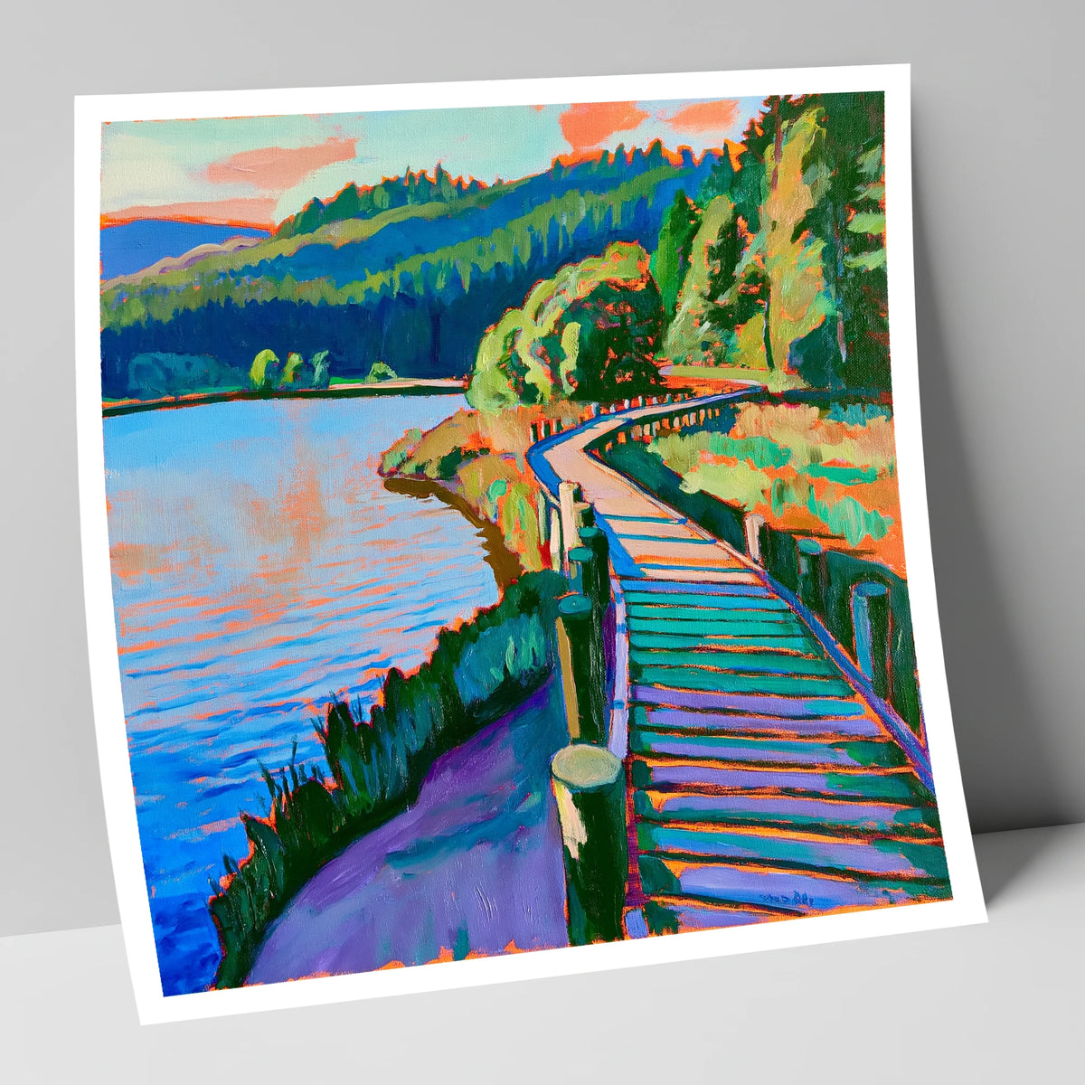 Vibrant Boardwalk at Tarn Hows lake district lake art print