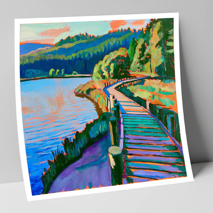 Vibrant Boardwalk at Tarn Hows lake district lake art print
