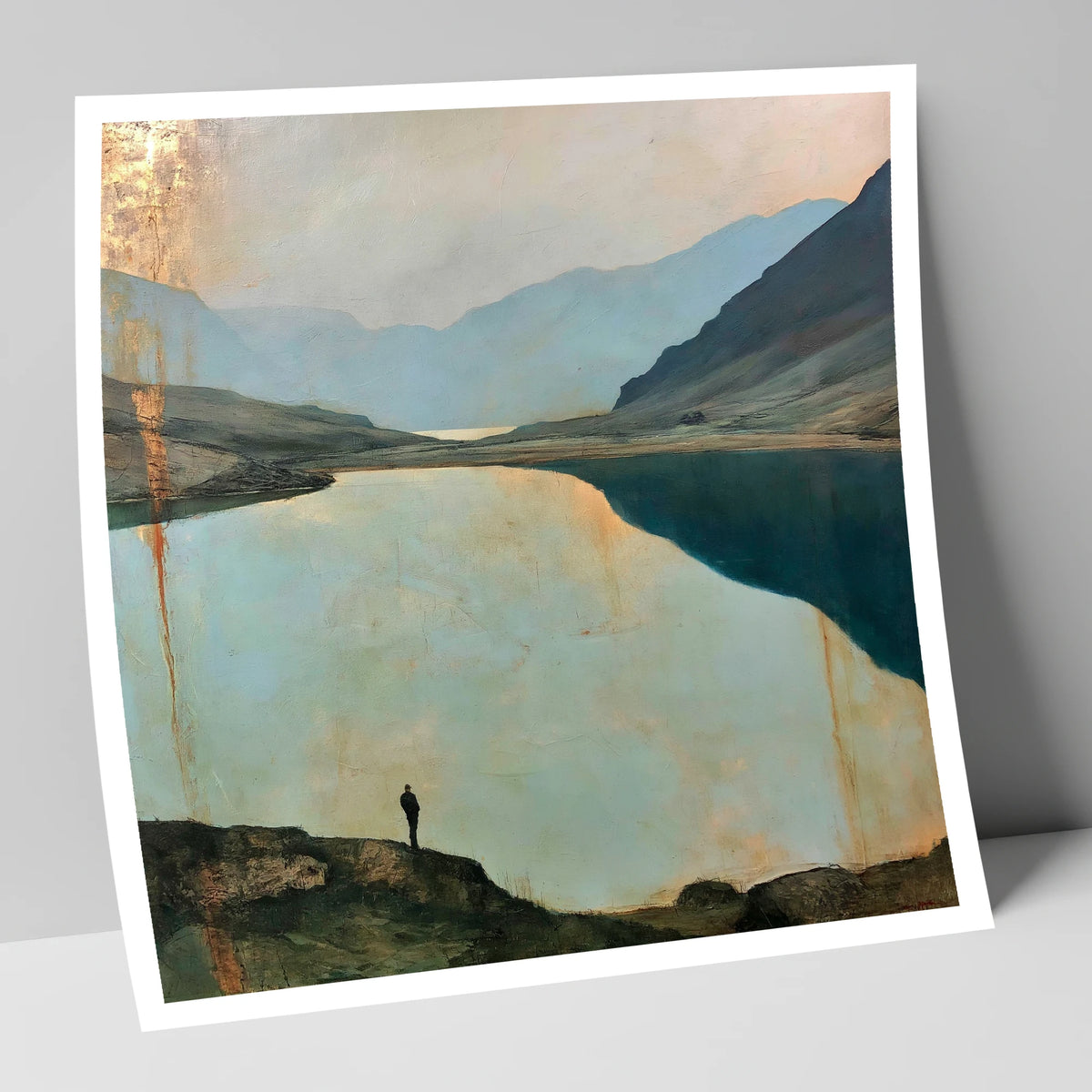 Silhouetted Walker at Innominate Tarn lake district fell art print