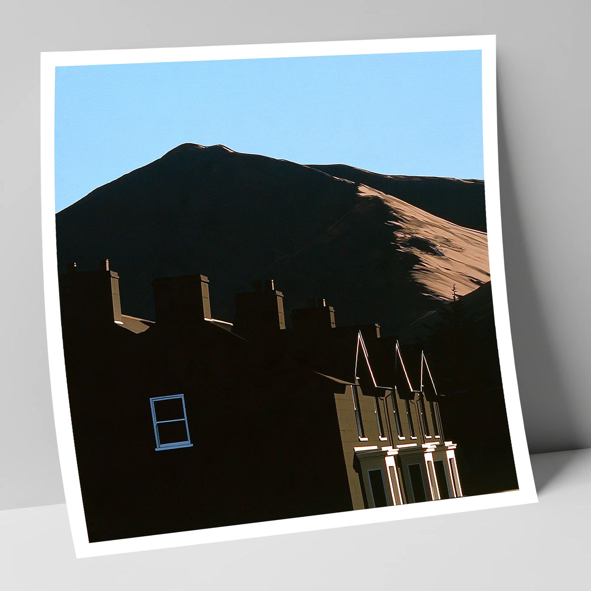 Silhouetted Keswick Terraces Beneath Skiddaw lake district village art print