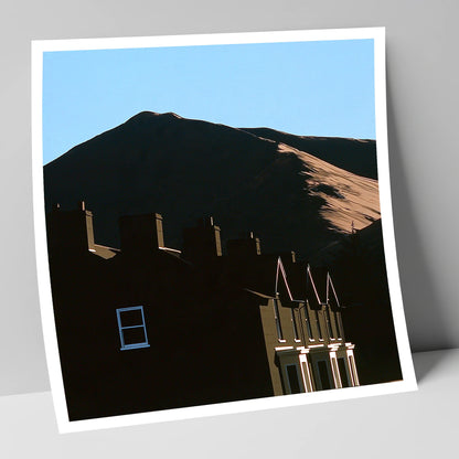 Silhouetted Keswick Terraces Beneath Skiddaw lake district village art print
