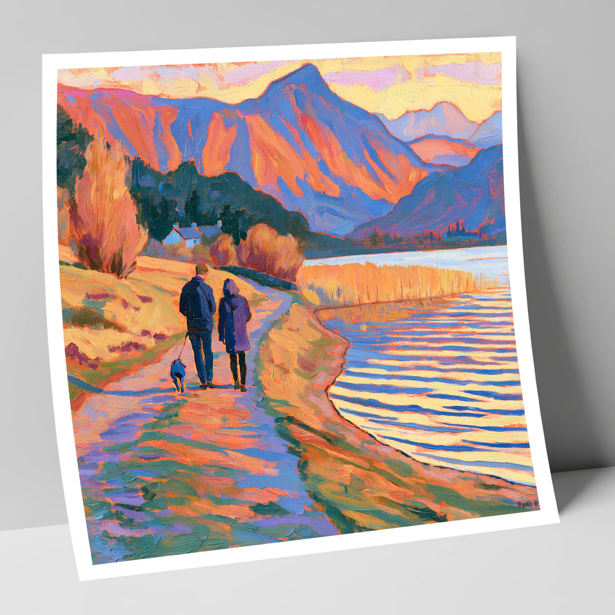 Vibrant Dog Walk at Hawkshead gifts for dog walkers art print