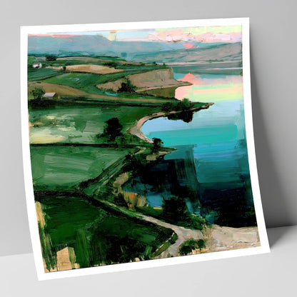 Pink Sky Over Turquoise Lake lake district lake art print