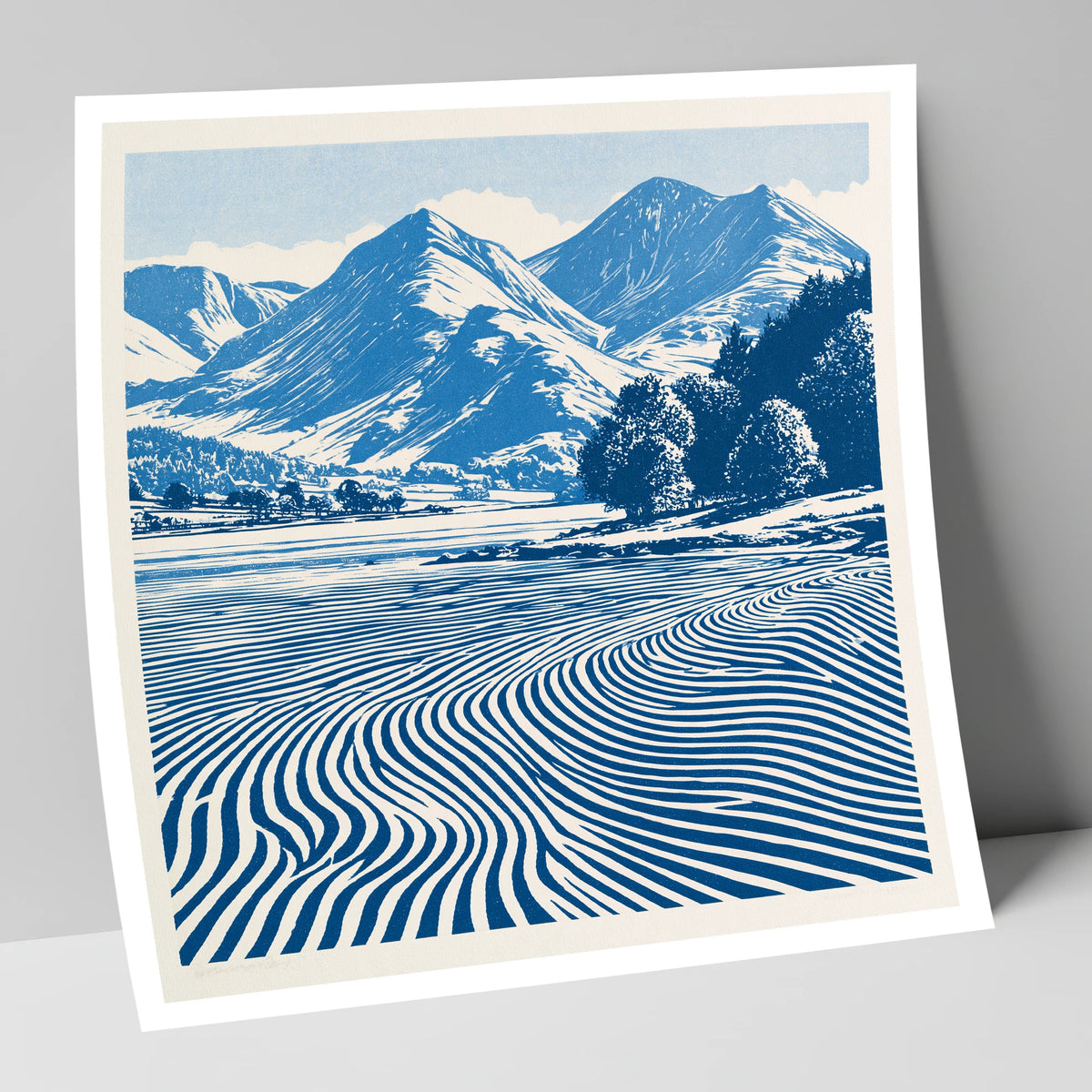 Ennerdale Water in Cobalt Blue lake district valley art print