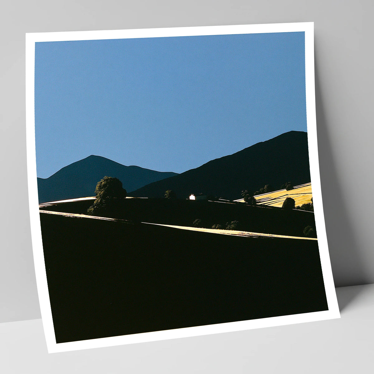 Golden Light on Silhouetted Fells lake district sky art print