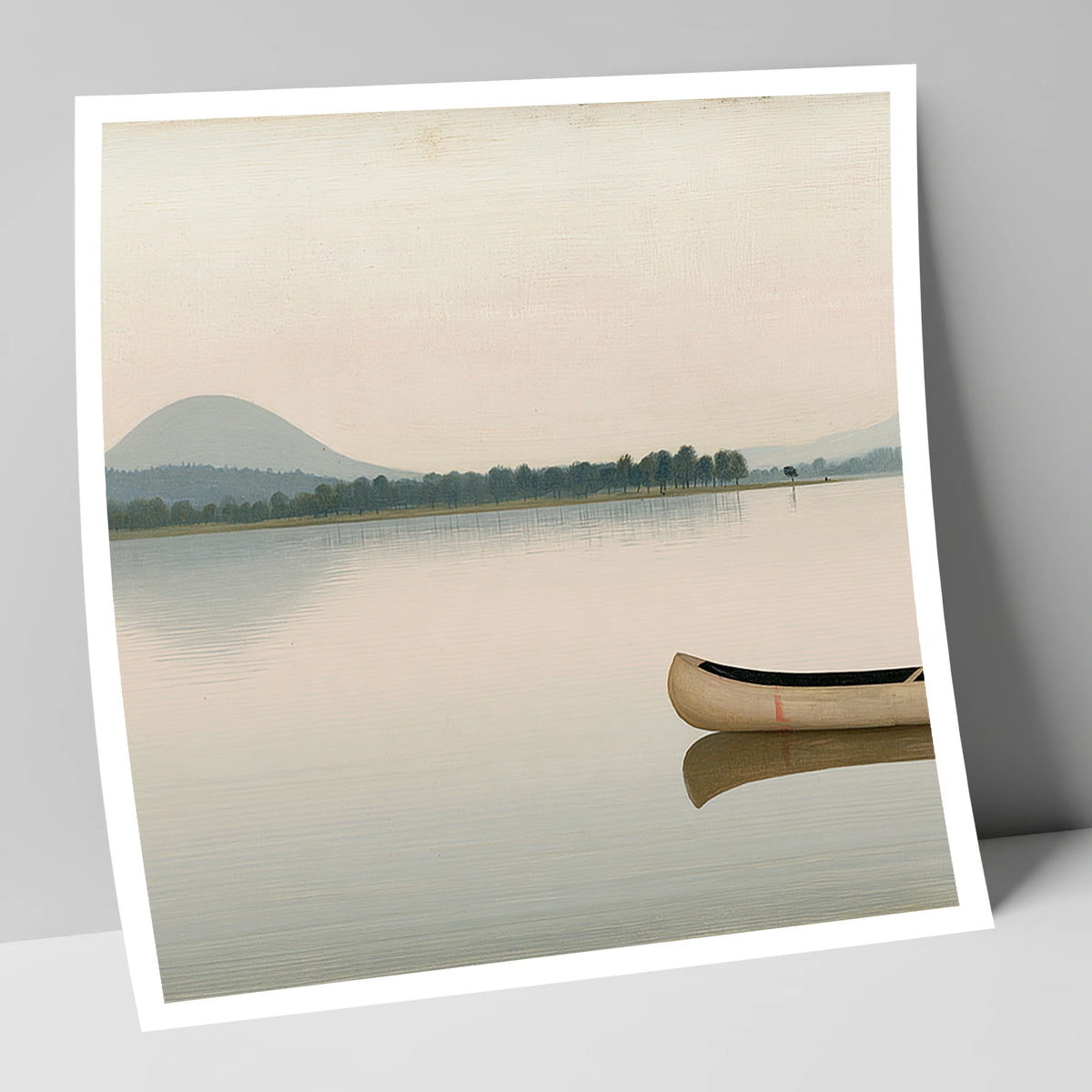 Wooden Canoe on Pale Windermere lake district lake art print