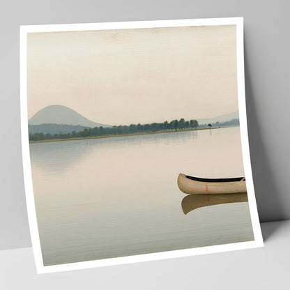 Wooden Canoe on Pale Windermere lake district lake art print
