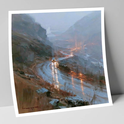 Rainy Mountain Pass at Dusk lake district valley art print