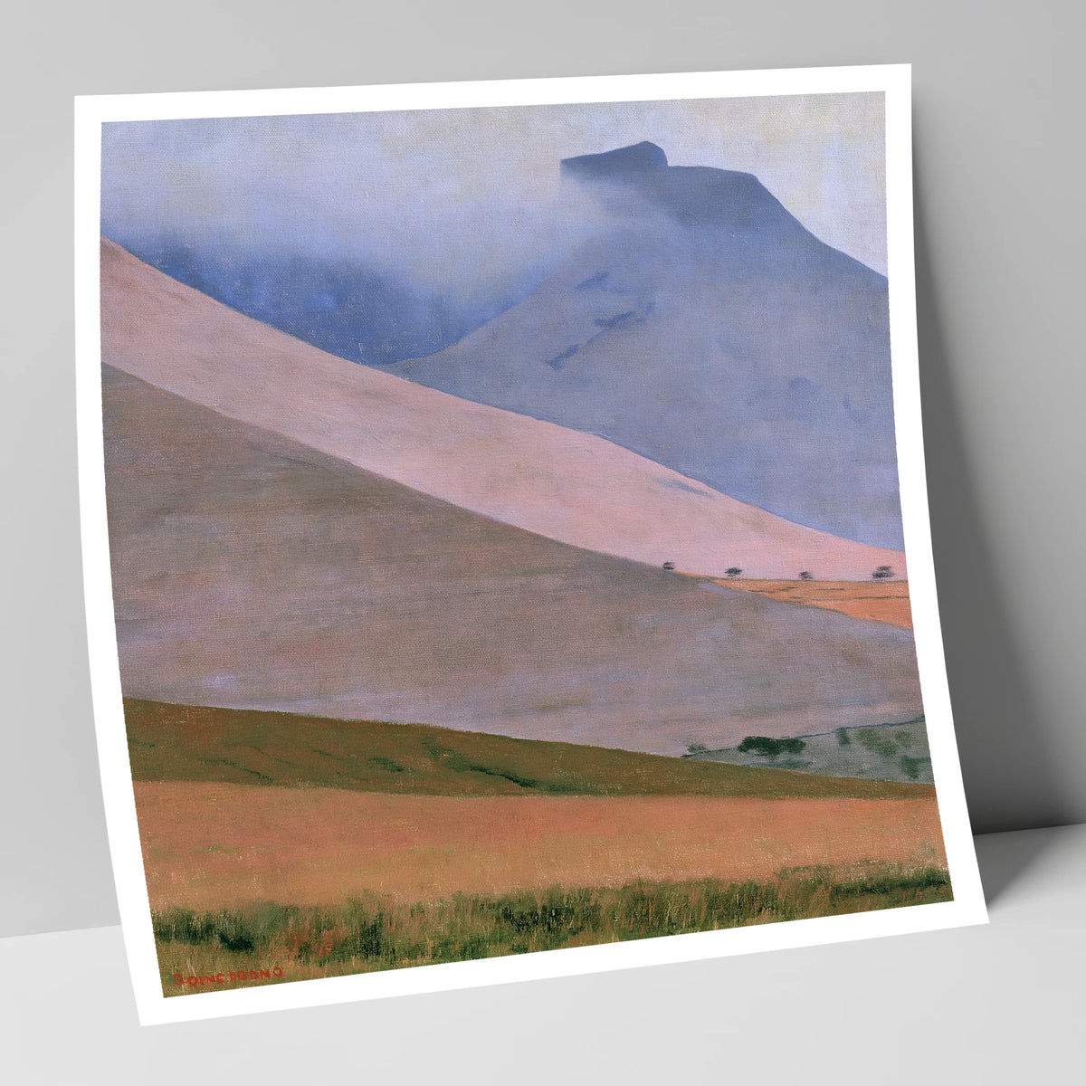 Dusk Pink Fells Under Cloud lake district fell art print