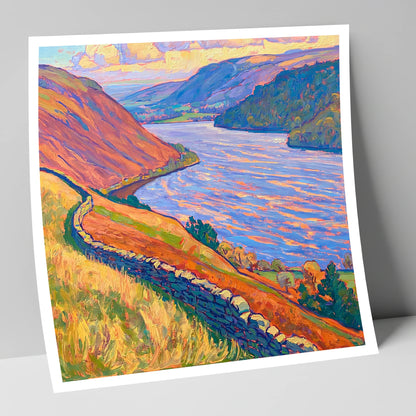 Vivid Ullswater Above Pooley Bridge lake district village art print