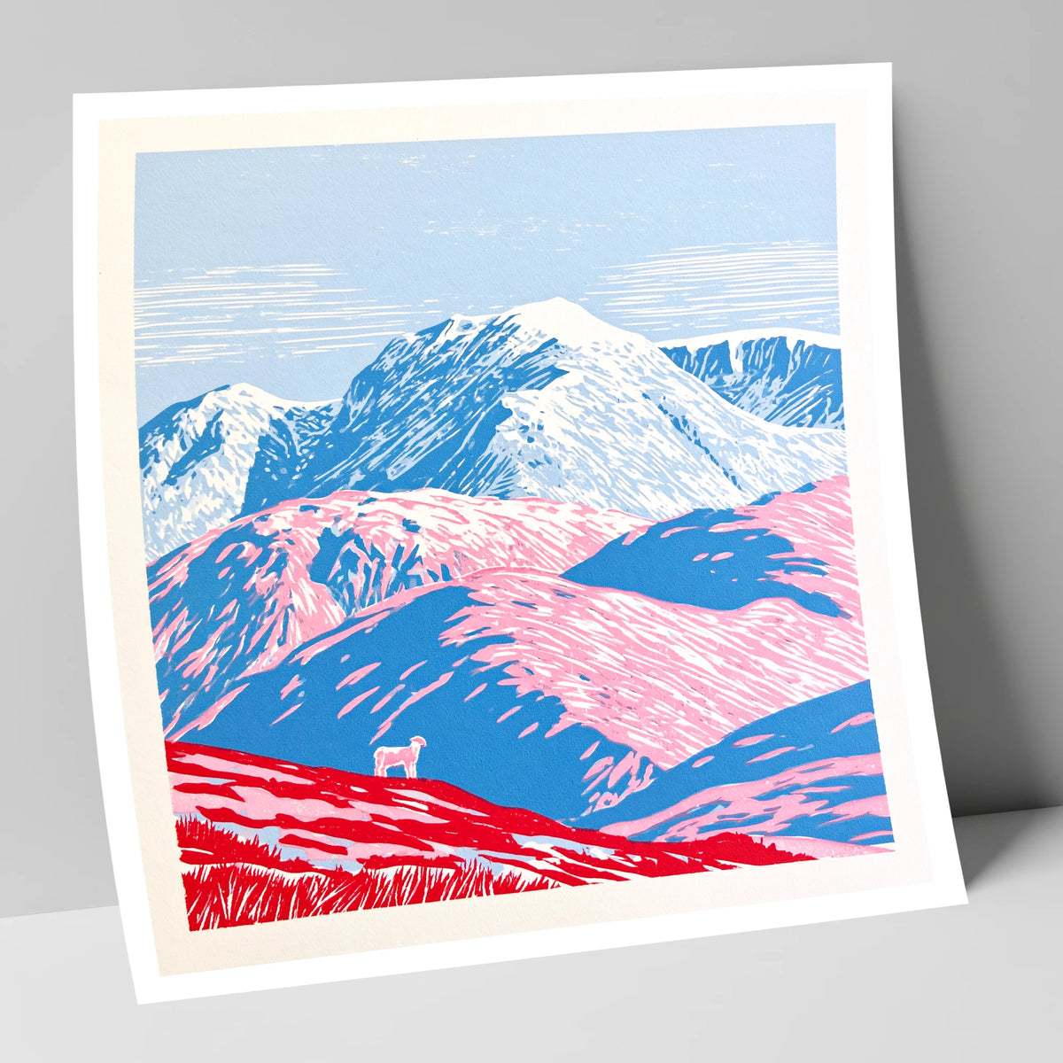 Vivid Pink Fells Below Bowfell lake district fell art print