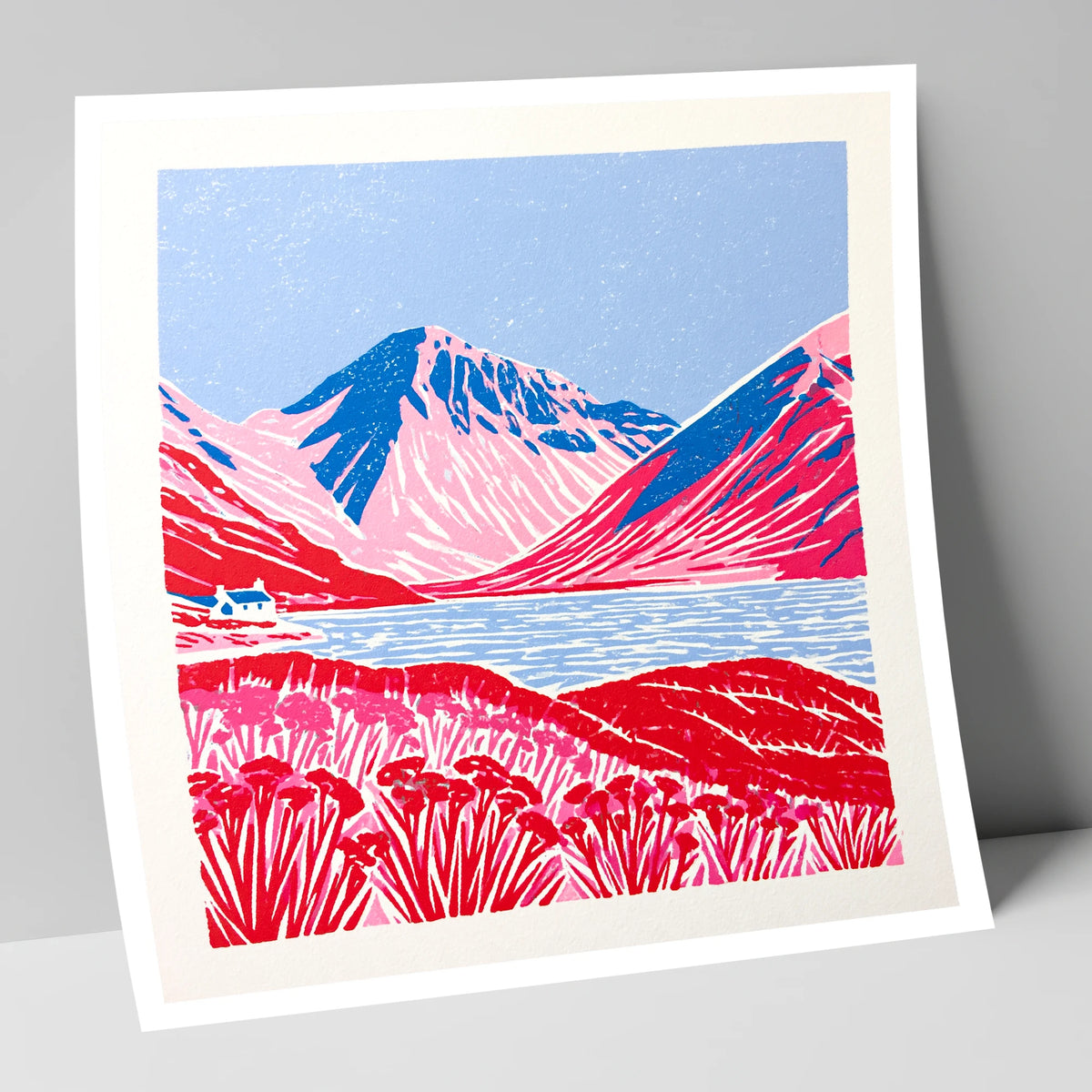 Vibrant Red Wasdale Fells lake district valley art print
