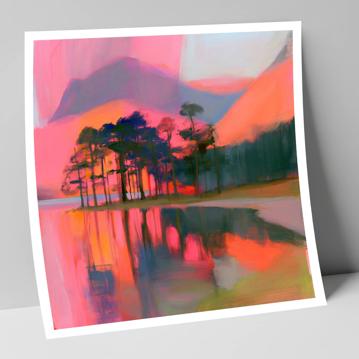 Neon Sunset Over Buttermere Pines lake district lake art print