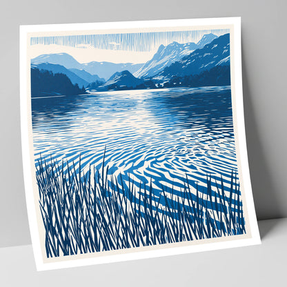 Cobalt Dawn Over the Lake lake district lake art print