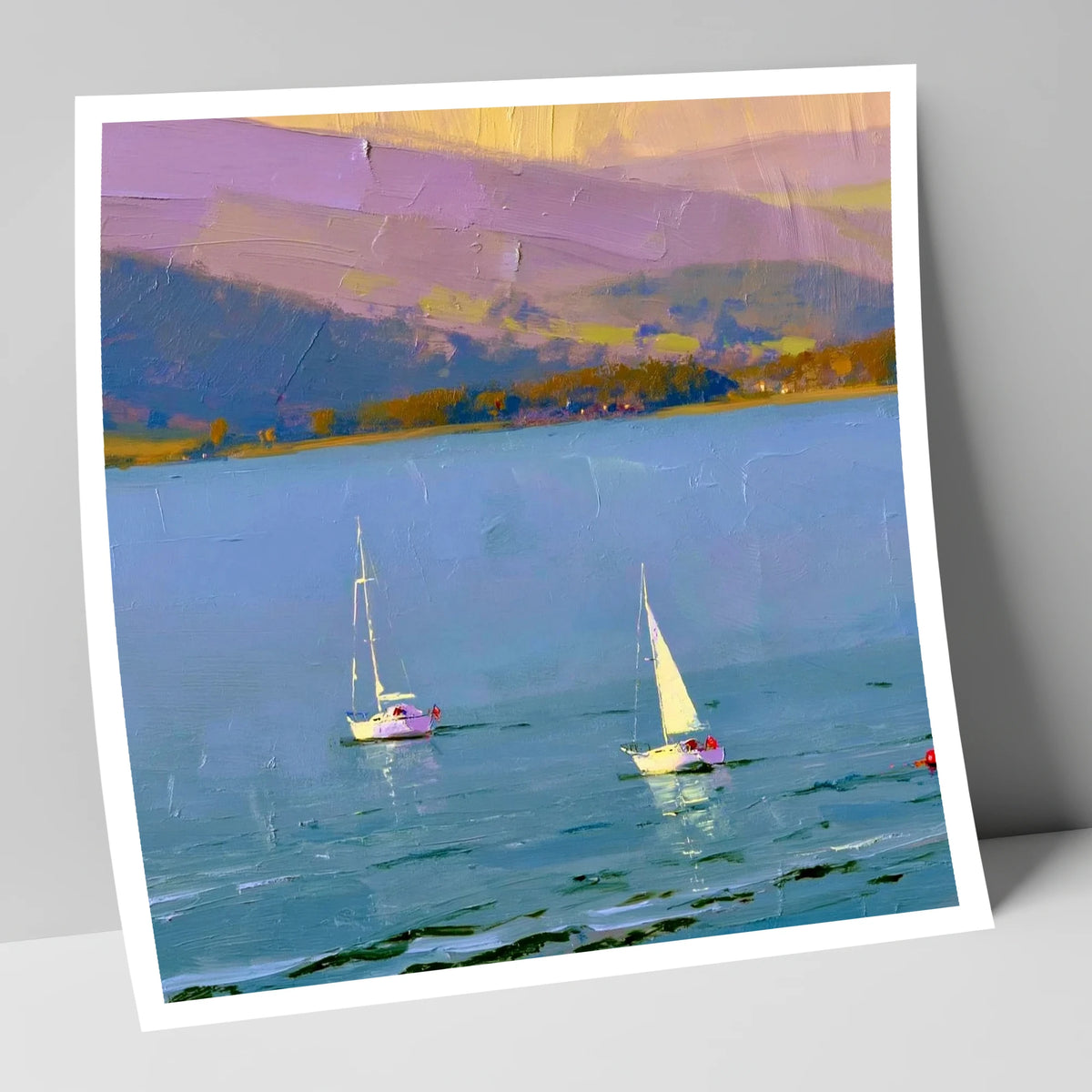 Windermere Sailboats against Lavender Fells lake district lake art print