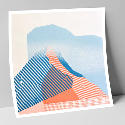 Coral and Blue Mountain Ridge lake district fell art print