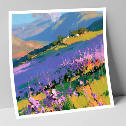 Vibrant Heather on a Lakeland Fellside flowers & fellsides art print