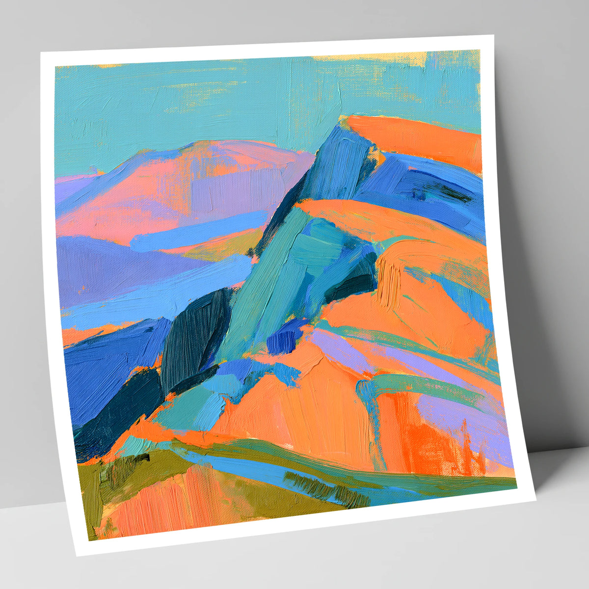 Bright Orange Fell Summit lake district fell art print
