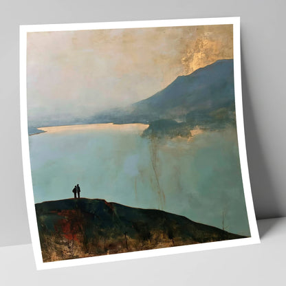 Catbells Walkers in Golden Light lake district fell art print