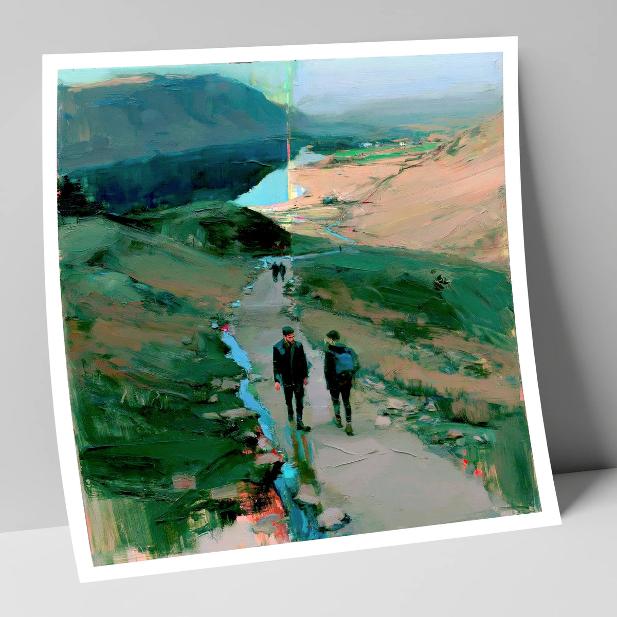 Mountain Hikers on the Fell Path lake district walking art print