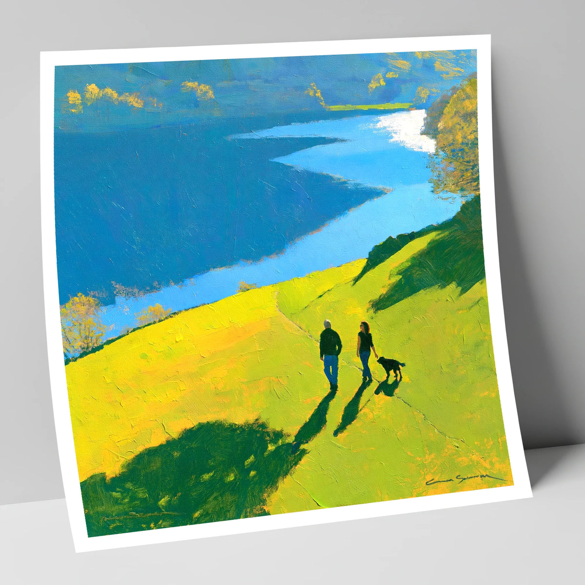 Sunlit Grasmere Dog Walk gifts for dog walkers art print
